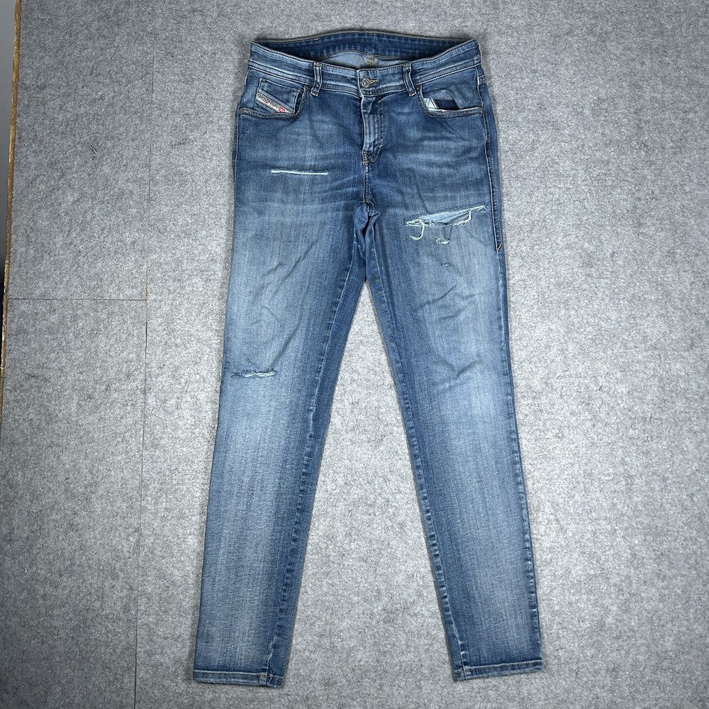 Vintage Diesel Slandy Denim Jeans Womens 30x32 Medium Blue Wash Y2K Skinny